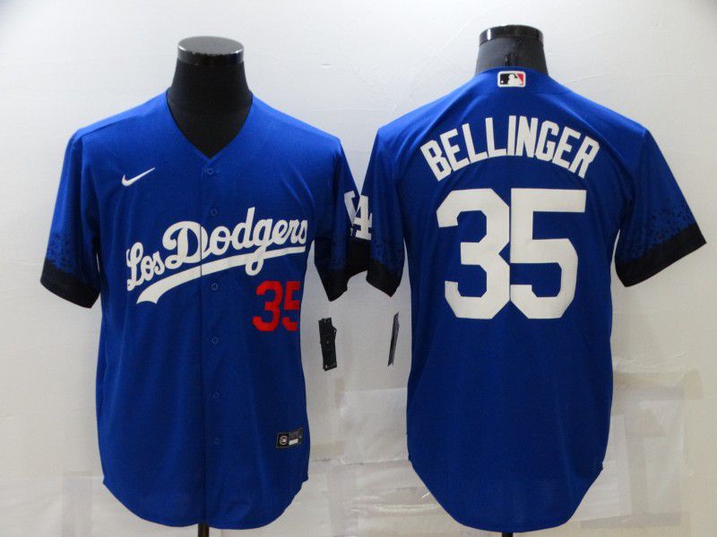 Men Los Angeles Dodgers #35 Bellinger Blue City Edition Game Nike 2021 MLB Jerseys